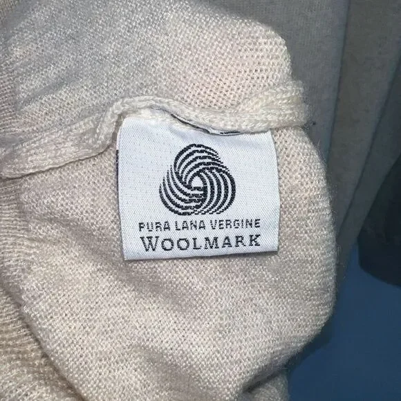 Bachrach Men's Mock Neck Sweater Size Large 100 Percent Wool Made In Italy Cream
